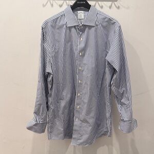 Brooks Brothers Navy and White Striped Dress Shirt